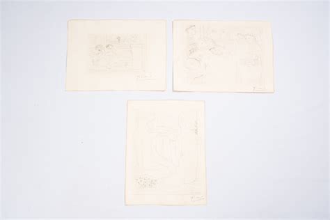 Pablo Picasso 1881 1973 Three Various Etchings From The Vollard