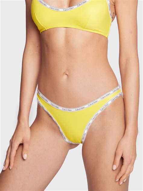 Calvin Klein Swimwear Dół od bikini KW0KW01952 Żółty Modivo pl