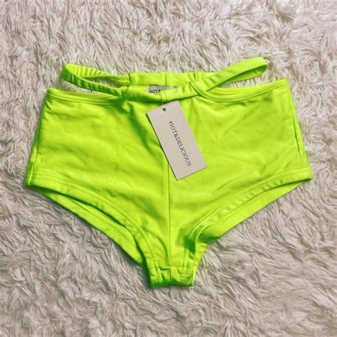 Dolls Kill Shorts Neon Yellow Hot Pants Cheeky Shorts Dolls Kill