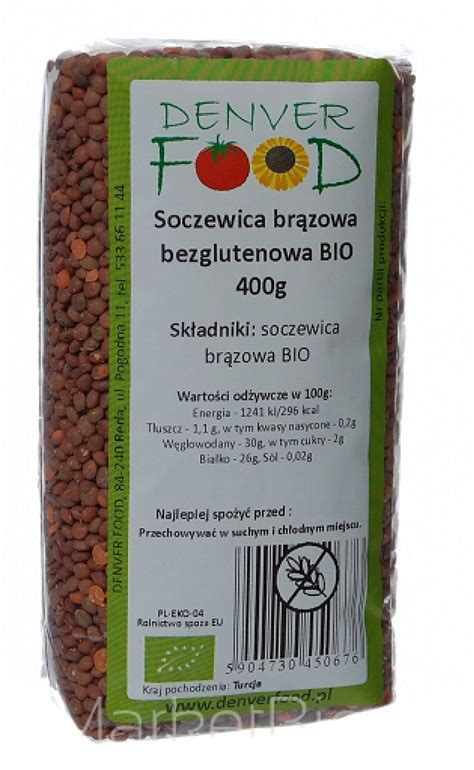 Soczewica brązowa bezglutenowa BIO 400g DenverFood Denver Food