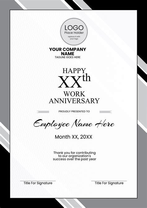 Printable work anniversary certificate templates — workiversary.com