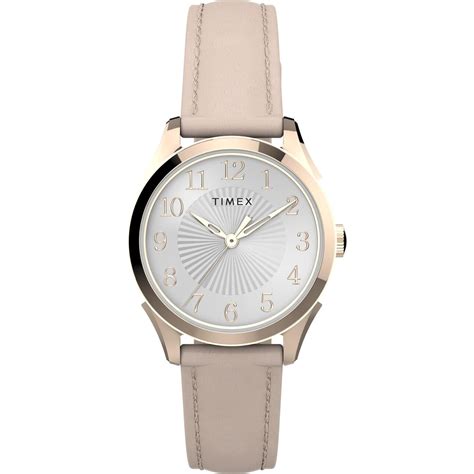 Timex Womens Briarwood Pinkrose Gold 28mm Dress Watch Leather Strap