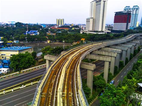 Aerial View of the Jabodebek LRT or Light Rail Transit Track in Jakarta ...