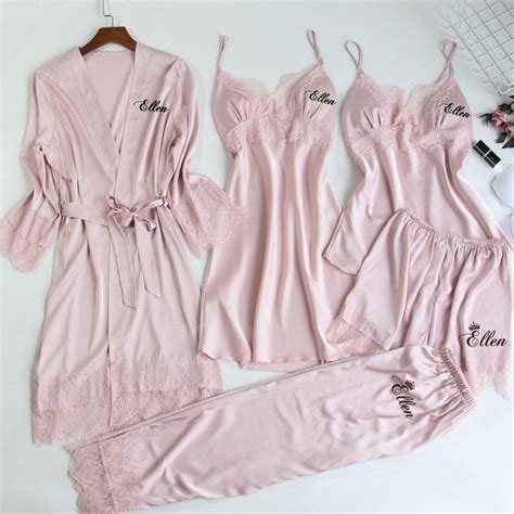 Lace Home Clothes Nightwear Personalized Pajamas Name Bridesmaid