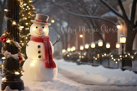 Christmas Snowman Digital Background, Christmas Digital Backdrop for ...