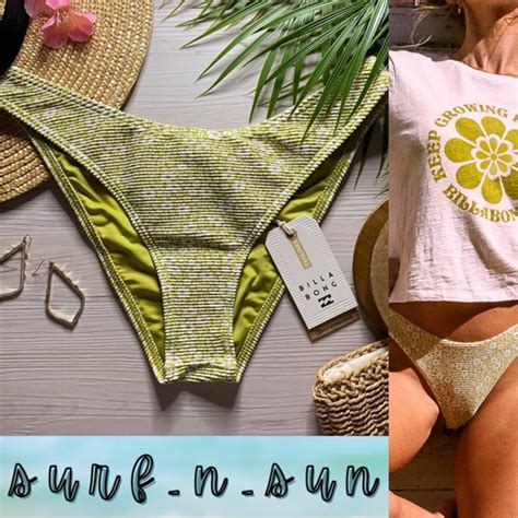 Billabong Swim Billabong Tanlines Ribbed Floral Green Hike Cheeky Bikini Bottom Poshmark