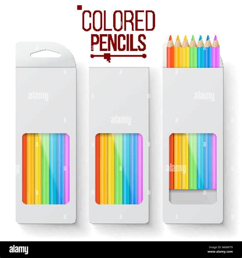 Colored Pencils Packaging Vector Wooden Pencil Paper Box Top View