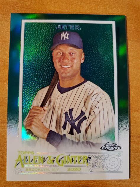 2020 Topps Chrome Allen And Ginter Green Refractor Derek Jeter Card 214