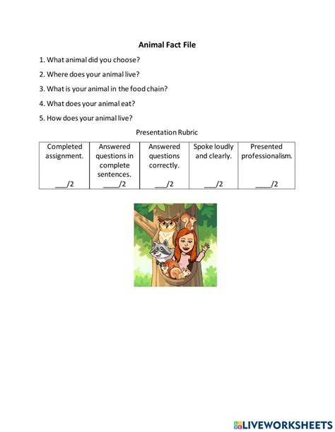 Animal Fact File Activity Live Worksheets