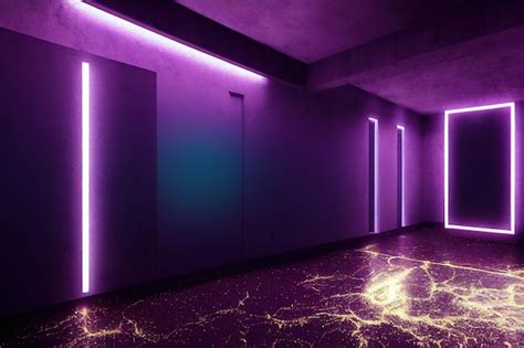 Premium Photo Modern Empty Futuristic Room In Neon Cyberpunk Style