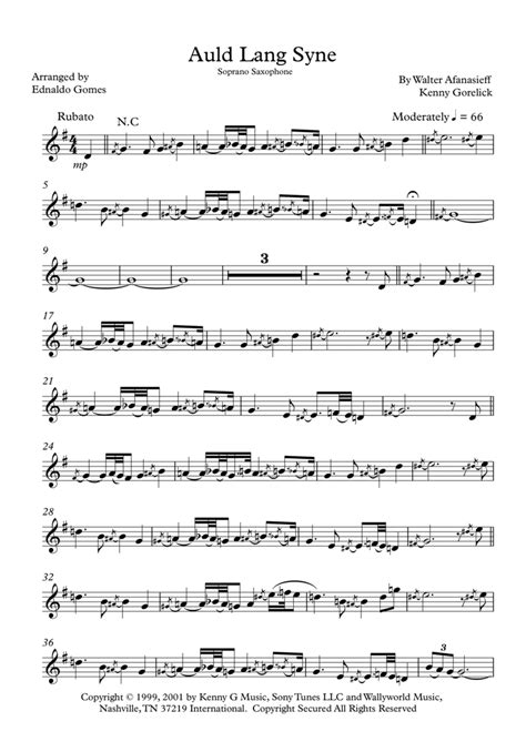 Auld Lang Syne Freedom Mix By Kenny G Soprano Saxophone Digital Sheet Music Sheet Music Plus