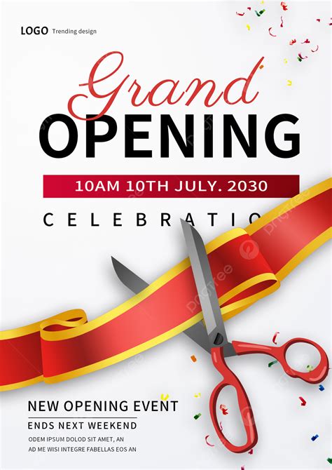 Ribbon Cutting Opening Ceremony Ribbon Bow Promotional Poster Template