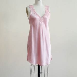 Silky Pink Slip Nightgown Pastel Vintage Lingerie Etsy