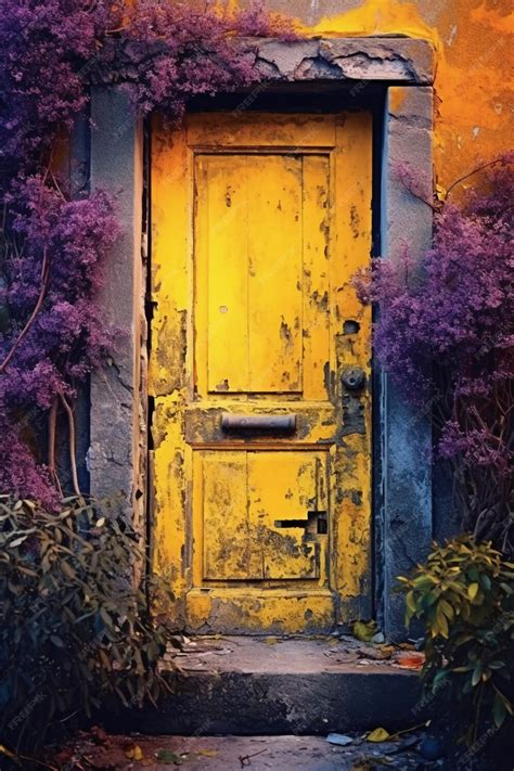 Premium Ai Image A Yellow Door With A Yellow Door And The Word Mail