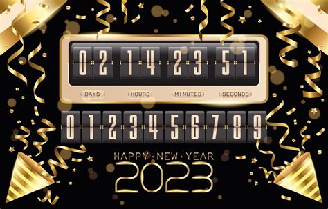 Gold Digital New Year Countdown Clock With Confetti 13640115 Vector Art ...