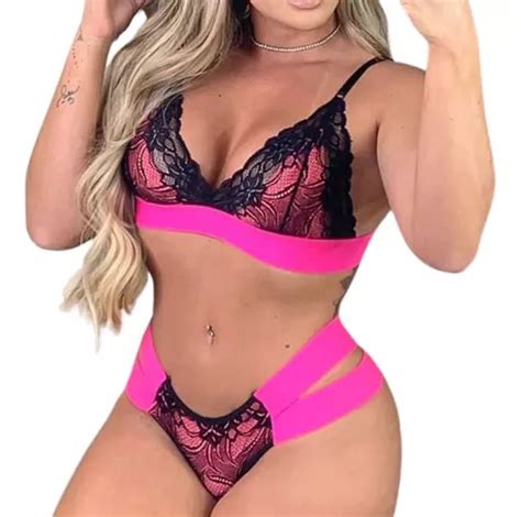 Conjunto Lingerie Sexy Tiras Neon Mercadolivre