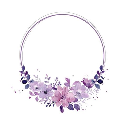 Premium Vector Watercolor Purple Floral Wreath With Circles Floral