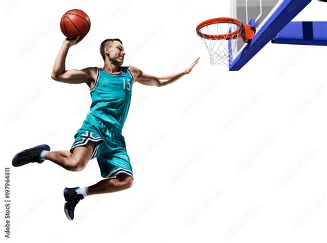 basketball player making slam dunk isolated Stock Photo | Adobe Stock