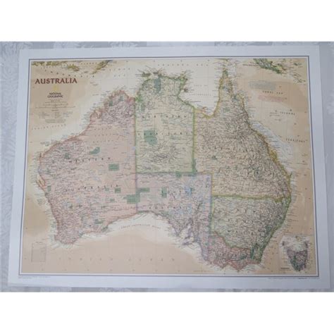 National Geographic Australia Map 30x24 Oahu Auctions