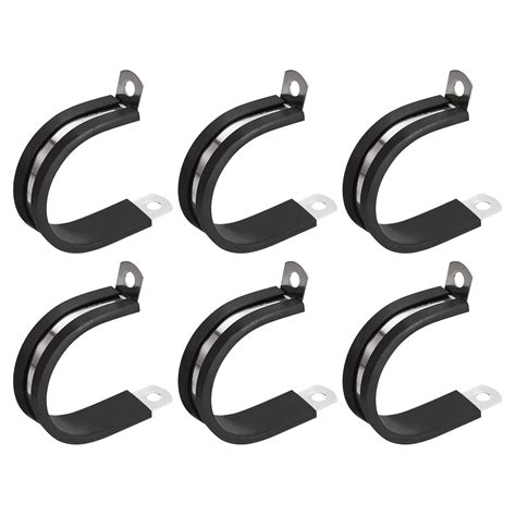 Uxcell 6Pack 1 1 2 Cable Clamp R Shape Stainless Steel Rubber