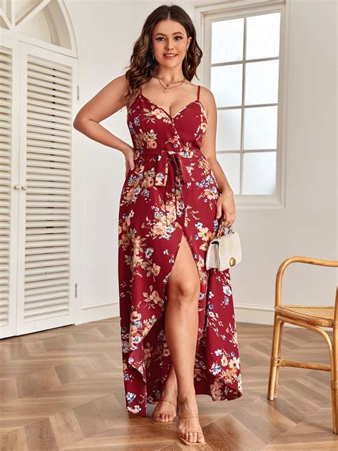 Shein Vcay Vestido De Tirantes Con Estampado Floral De Muslo Con