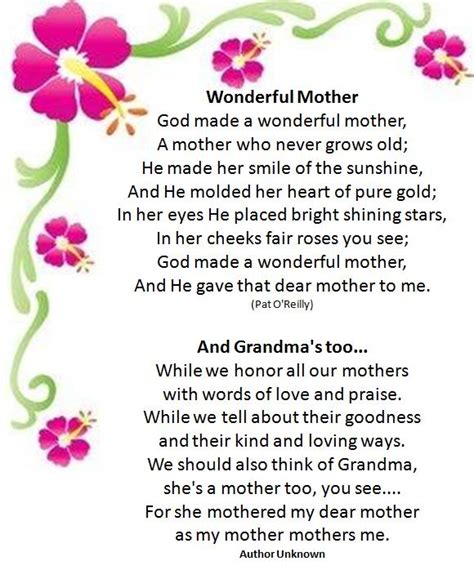 Printable Mothers Day Poems