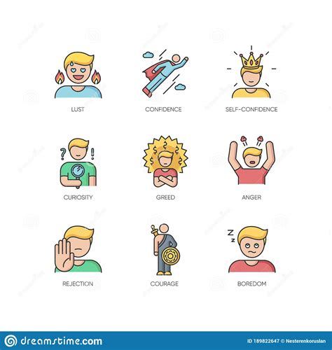 Human Emotions Rgb Color Icons Set Stock Vector Illustration Of