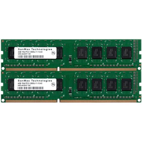 Sanmax Technologies Pc3 12800u Ddr3 1600 4gb X 2枚組 合計8gb 240ピン Dimm