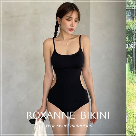 ROXANNE現貨 預購純黑顯瘦性感挖腰連身泳衣 連身泳裝 比基尼 bikini 蝦皮購物