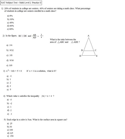 Free Sat Math Practice Worksheets