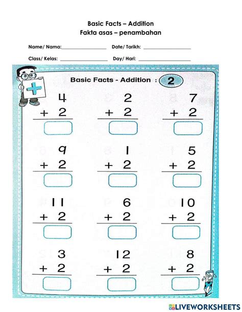 Basic Facts Addition 2 Worksheet Live Worksheets Worksheets Library