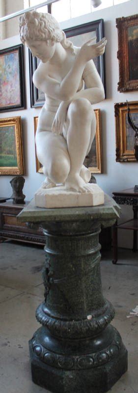 Monumental Marble Statue Of Naked Aphrodite Crouching At Her Bath Also Known As The Crouching