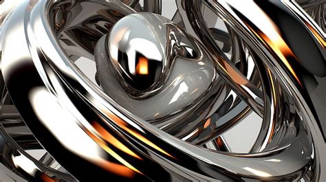 Abstract Chrome 3d Rendering Premium AI Generated Image