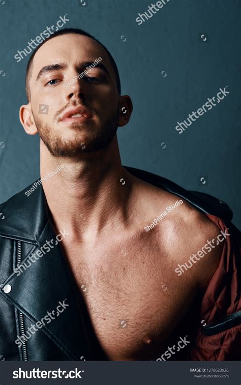 Handsome Man Naked Torso Leather Jacket Stock Photo Shutterstock