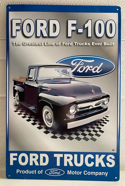 Ford F-100 Pickup Truck Vintage Tin Sign Man Cave Garage Art - Etsy