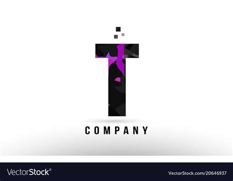 Purple Black Alphabet Letter T Logo Design Vector Image