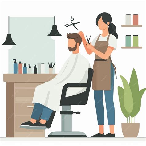 Premium Vector | A picture of a man getting a haircut with a woman in a