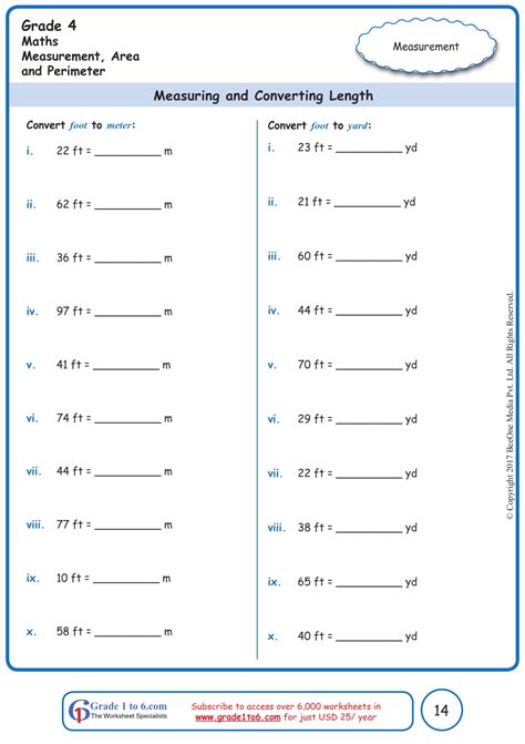 Grade 4 Measurement Worksheet