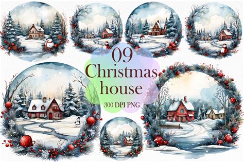 Christmas House Clipart Graphic by SR Design · Creative Fabrica