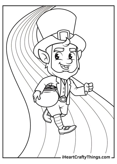 Leprechaun Rainbow Coloring Page Coloring Pages