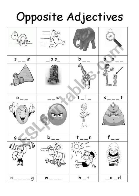 Opposite Adjectives - ESL worksheet by Helmut Wulff