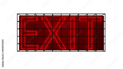 Red Neon Exit sign isolated on white background. Glowing font ...