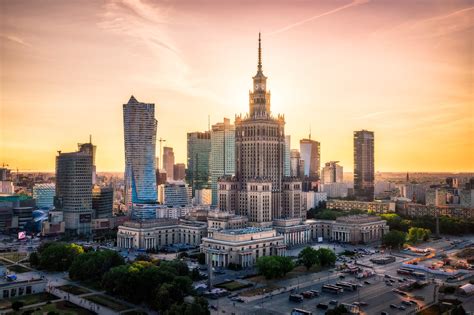 warsaw skyline  sunset warsaw poland sumfinity photography