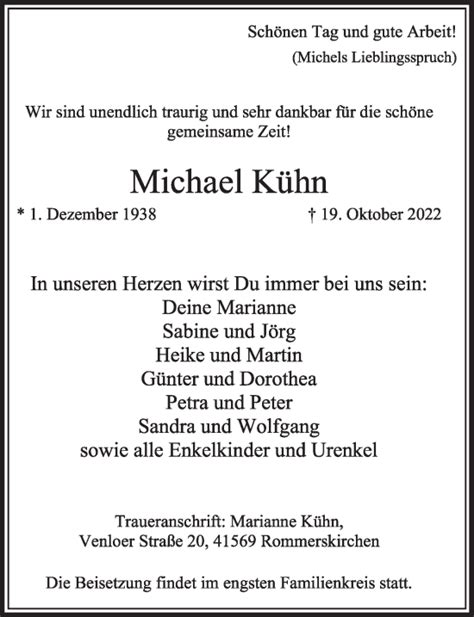 Traueranzeigen von Michael Kühn WirTrauern