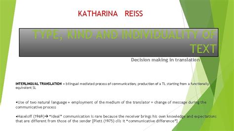 Katharina Reiss Decison making in translation Type kind