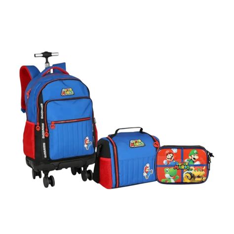 Kit Mochila Mario Bros - Kit Mochila Escolar Juvenil Super Mario Bros 4 Rodinhas G | Shopee Brasil