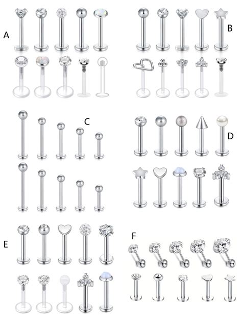 1 Set 10pcs Unisex Stainless Steel And Plastic Lip Rings Set Shein Usa