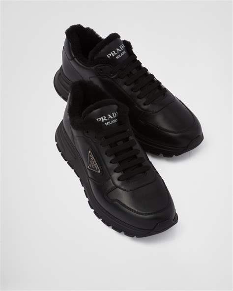 Black Leather sneakers | Prada