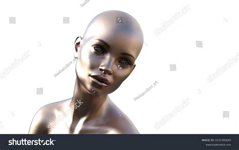 Portrait Bald Silver Naked Woman On Stock Illustration 2215785645 Shutterstock