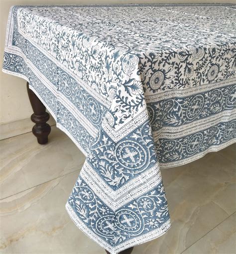 Indian Block Print Tablecloth Floral Design Table Cover Etsy